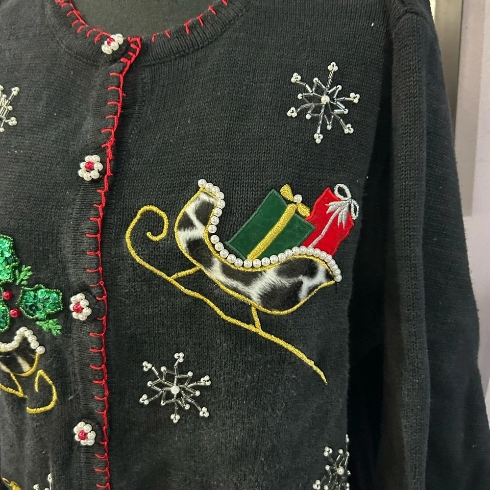 Vintage BP Designs Animal Print Holiday Sweater